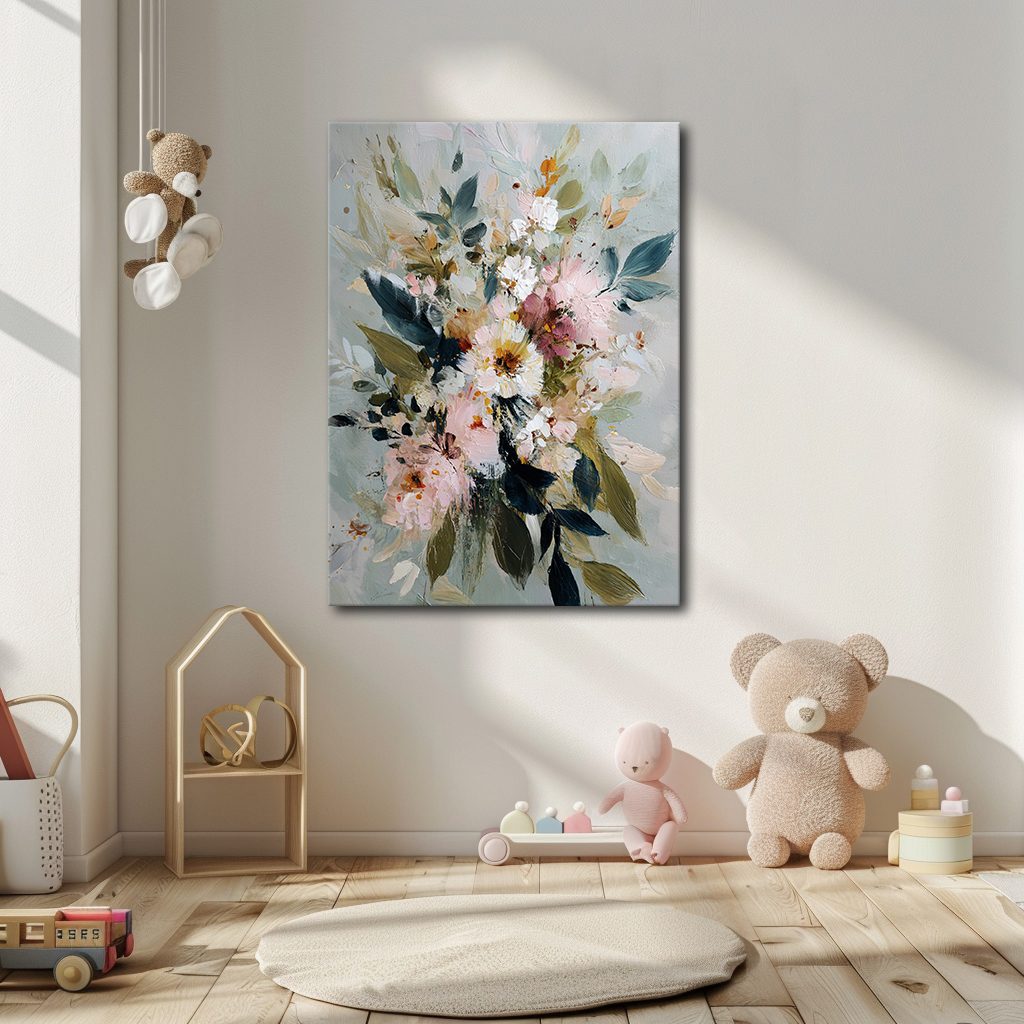 Soft Watercolor Floral Bouquet canvas wall art, unframed canvas