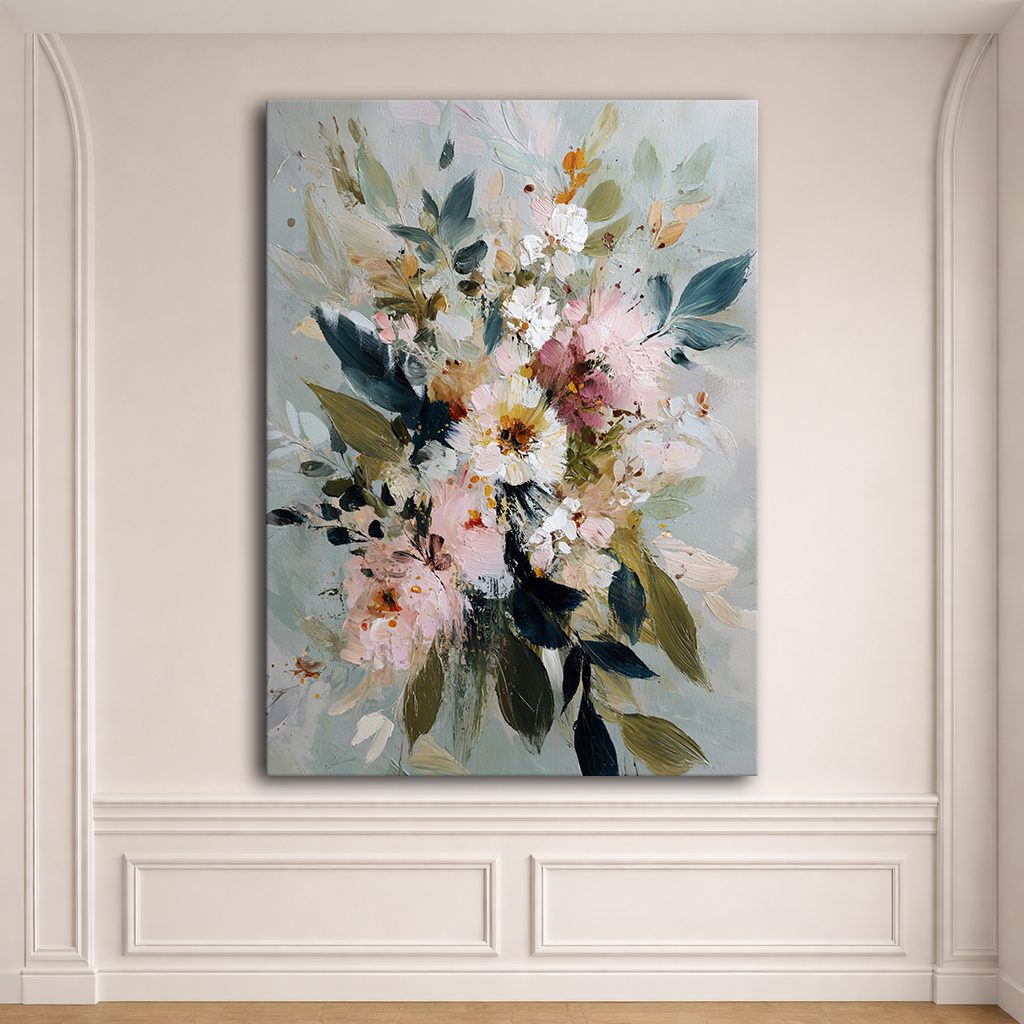 Soft Watercolor Floral Bouquet canvas wall art, unframed canvas