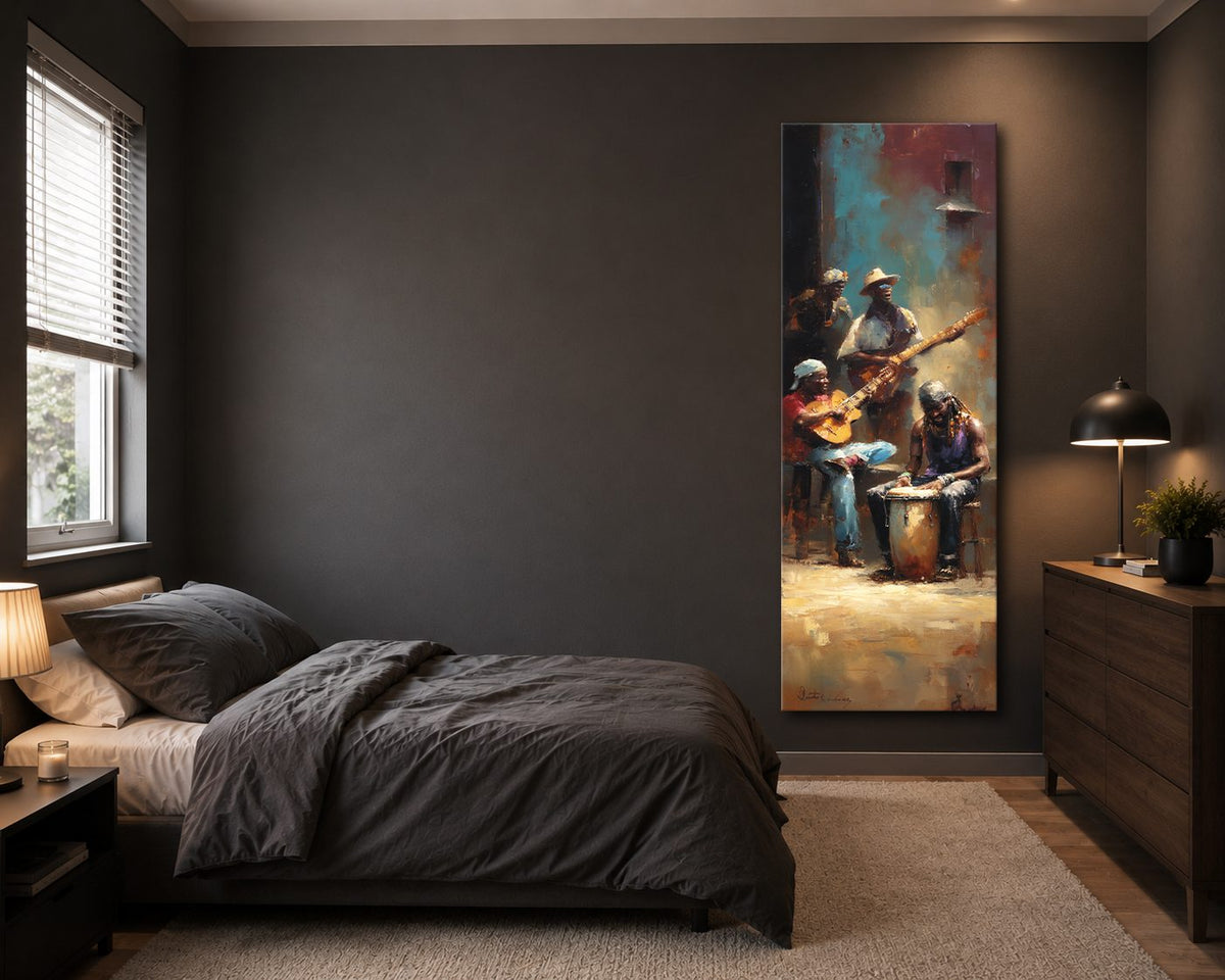 Street Musicians Jazz Night canvas wall art, unframed canvas