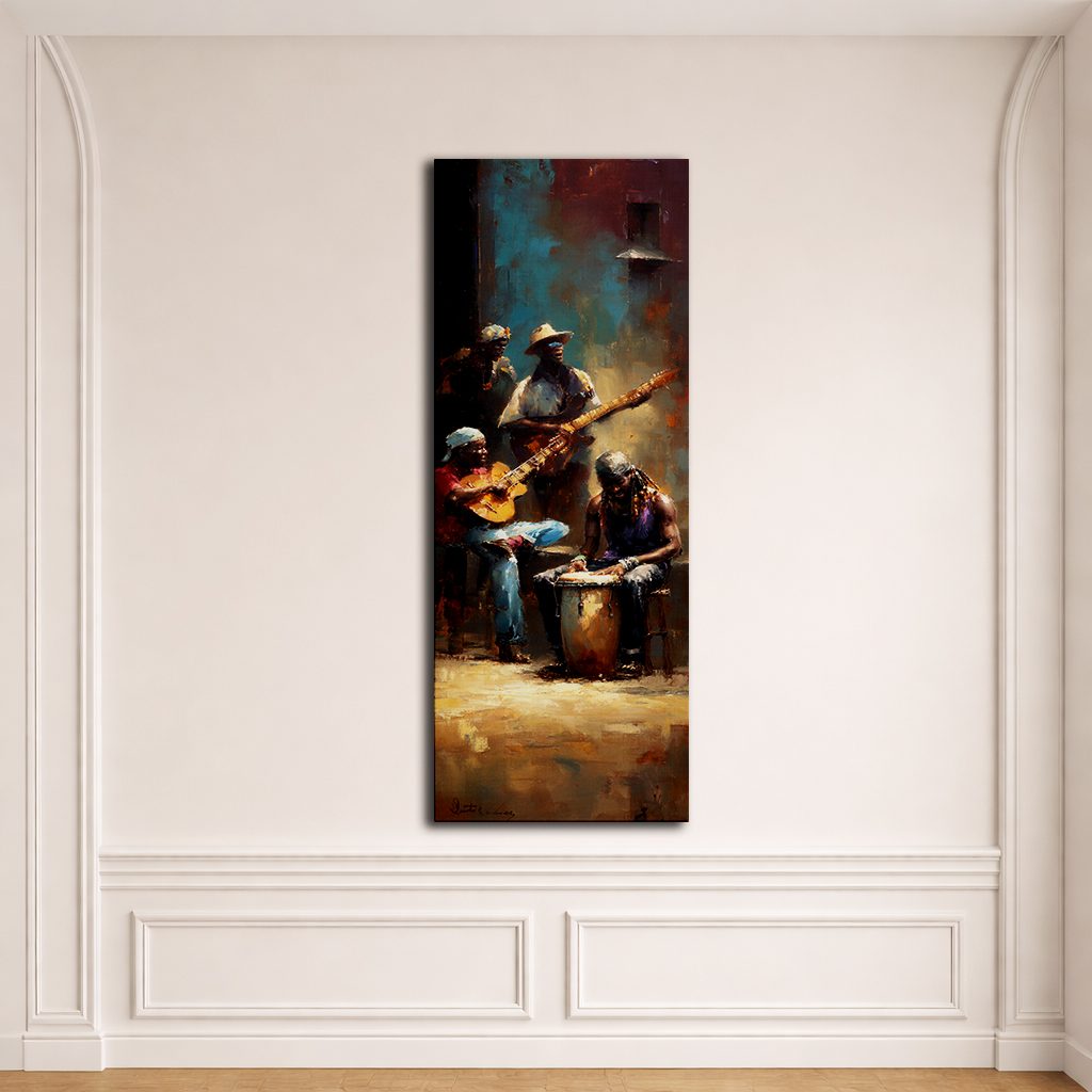 Street Musicians Jazz Night canvas wall art, unframed canvas