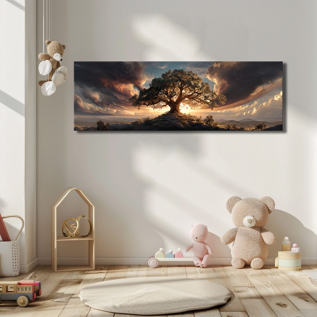 Tree of Life Dramatic Sunset canvas wall art, unframed canvas