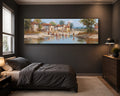 Village by the River Landscape canvas wall art, unframed canvas