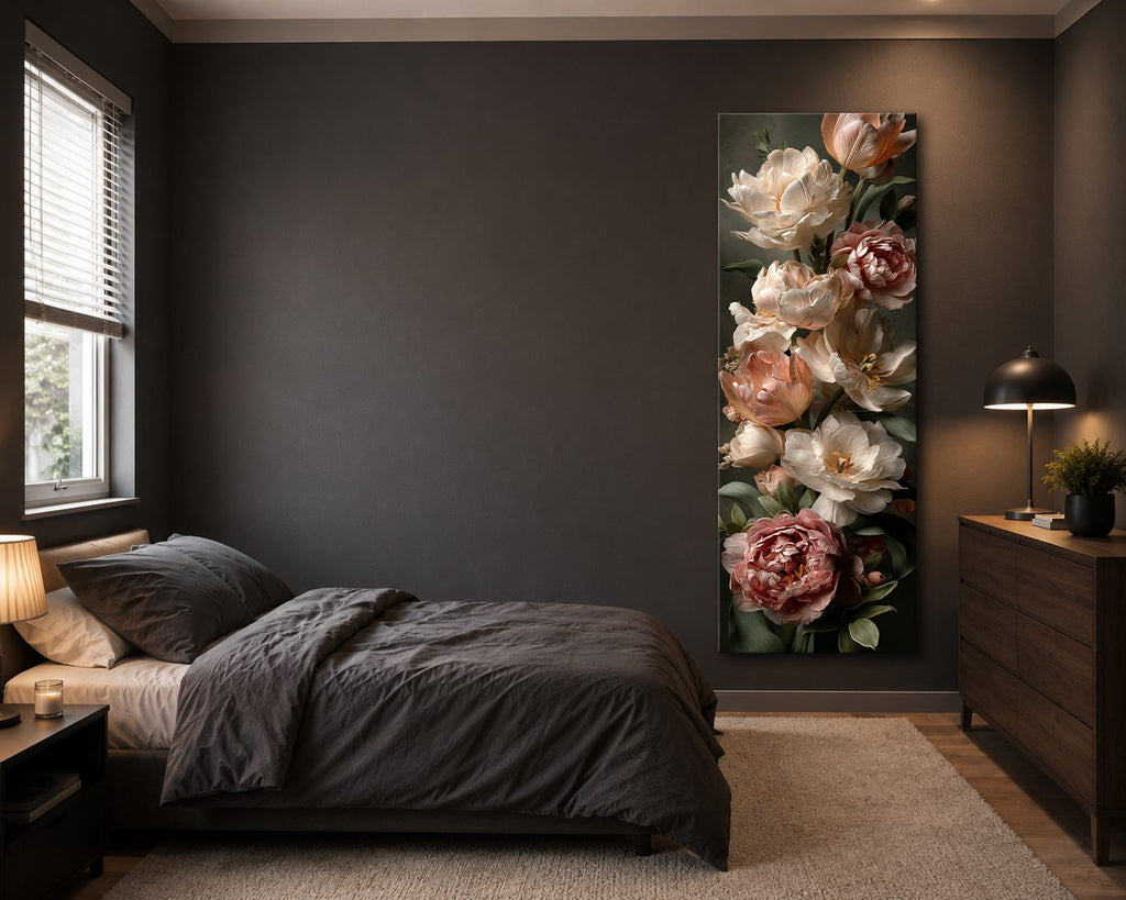 Vintage Roses and Peonies Bouquet canvas wall art, unframed canvas