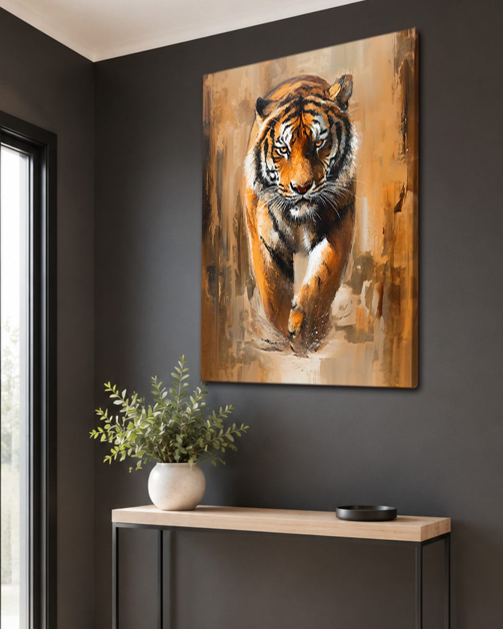 Walking Tiger Painting canvas wall art, unframed canvas