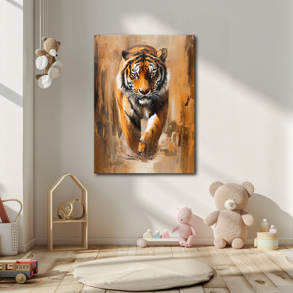 Walking Tiger Painting canvas wall art, unframed canvas