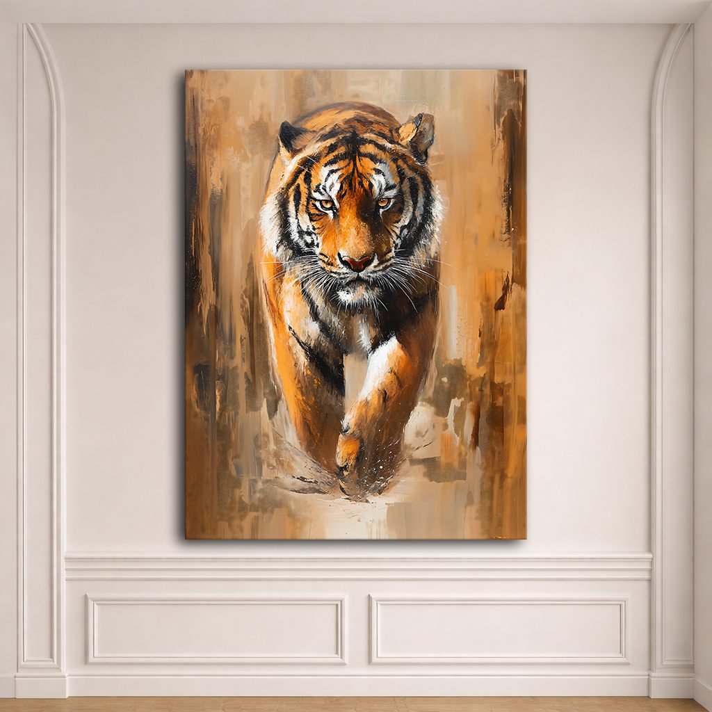 Walking Tiger Painting canvas wall art, unframed canvas