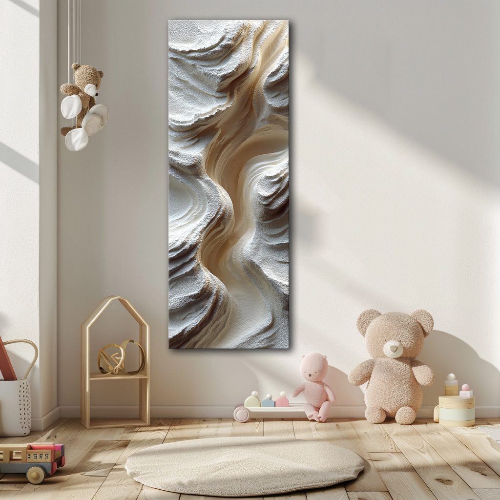 White Sculptural Wave Abstract canvas wall art, unframed canvas