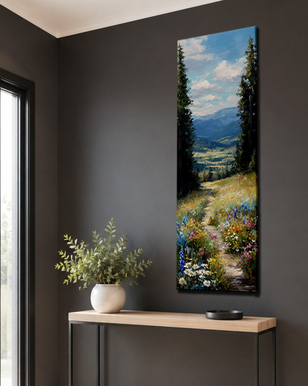 Wildflower Meadow Mountain View canvas wall art, unframed canvas
