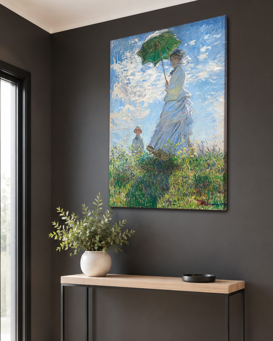 Woman with a Parasol by Claude Monet canvas wall art, unframed canvas